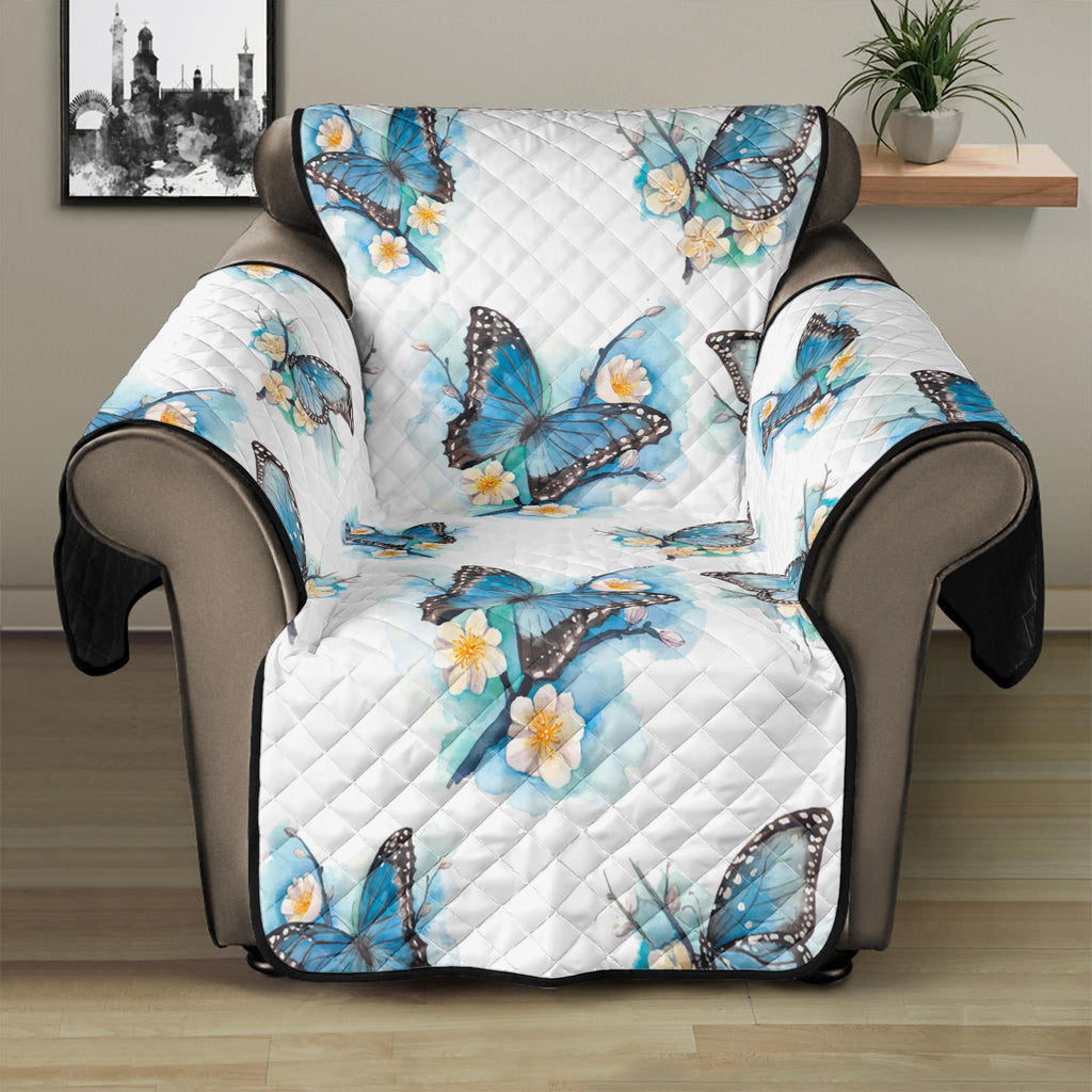 Blossom Blue Butterfly Pattern Print Recliner Protector