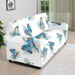 Blossom Blue Butterfly Pattern Print Sofa Cover