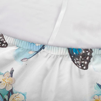Blossom Blue Butterfly Pattern Print Sofa Cover