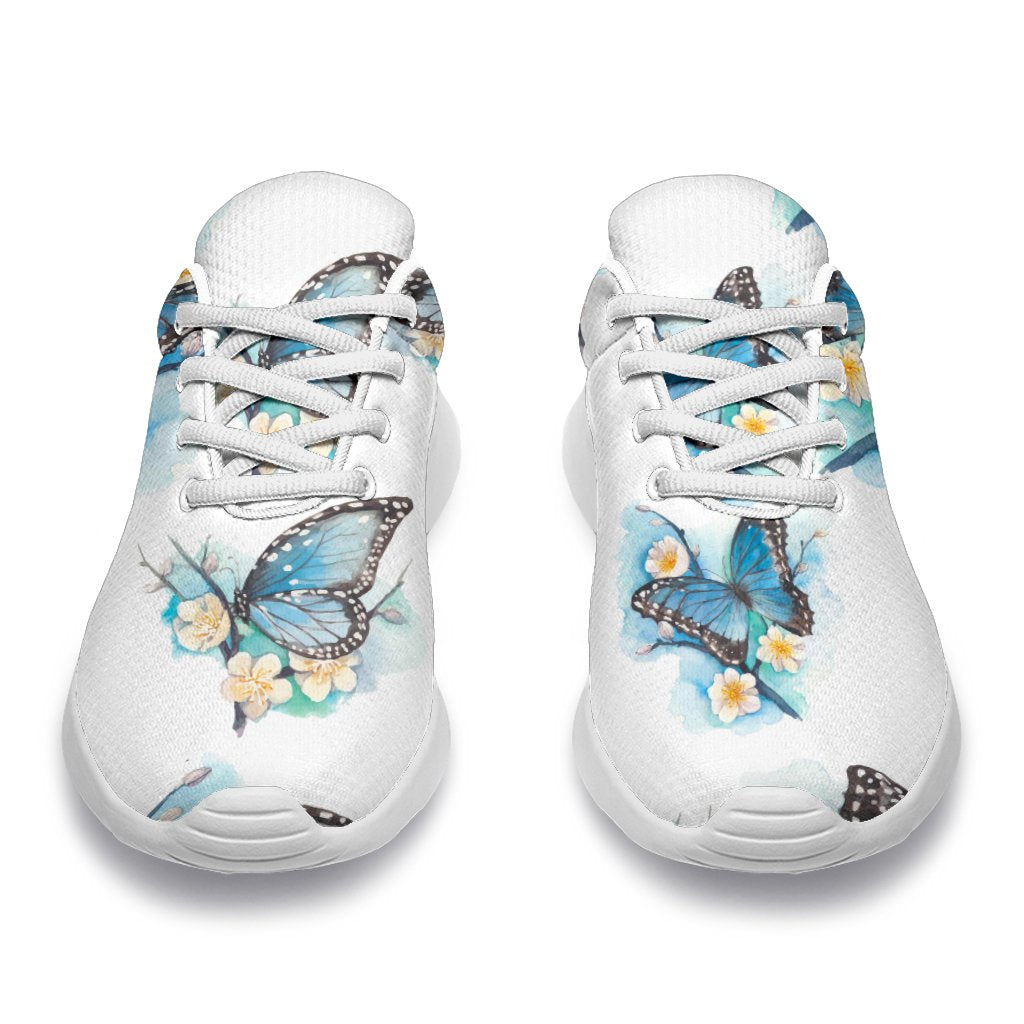 Blossom Blue Butterfly Pattern Print Sport Shoes GearFrost