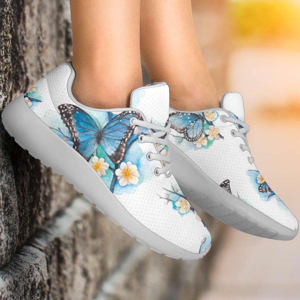 Blossom Blue Butterfly Pattern Print Sport Shoes GearFrost