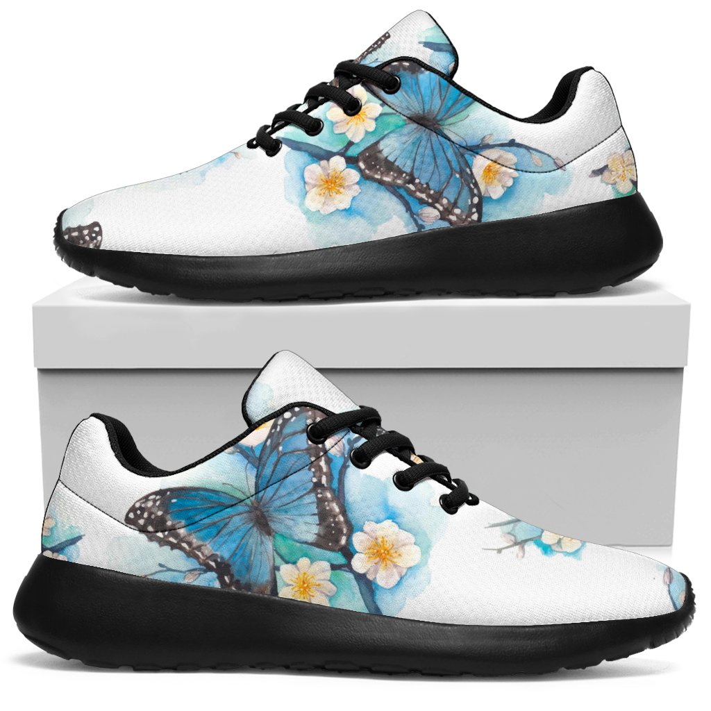 Blossom Blue Butterfly Pattern Print Sport Shoes GearFrost
