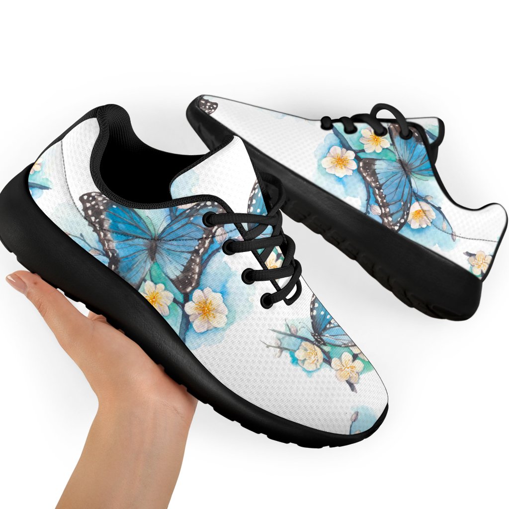 Blossom Blue Butterfly Pattern Print Sport Shoes GearFrost