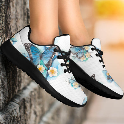 Blossom Blue Butterfly Pattern Print Sport Shoes GearFrost