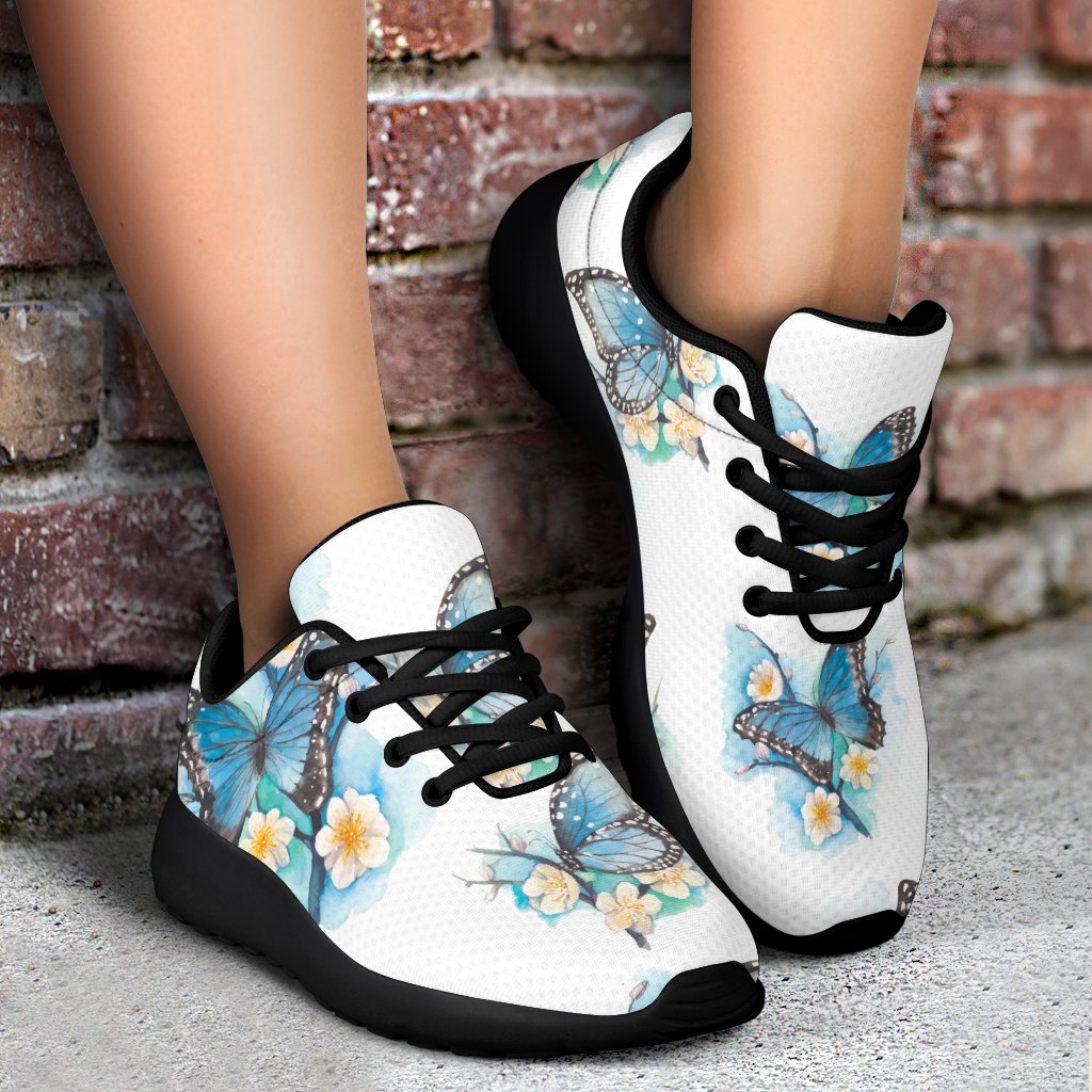 Blossom Blue Butterfly Pattern Print Sport Shoes GearFrost