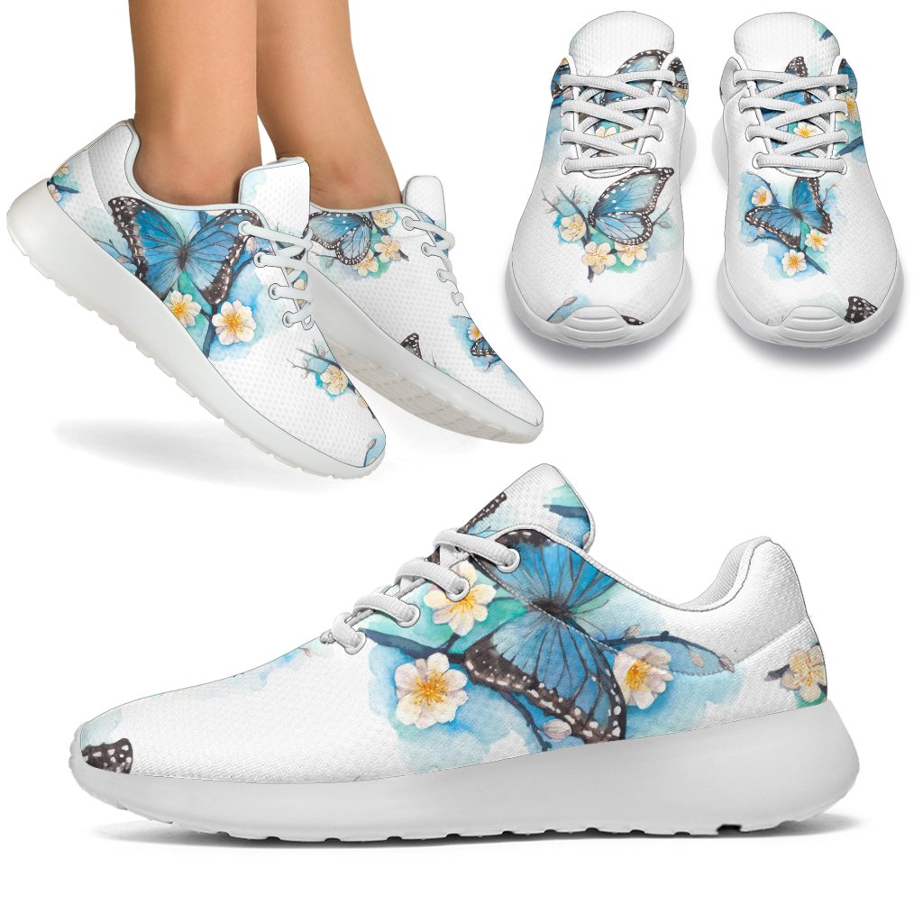 Blossom Blue Butterfly Pattern Print Sport Shoes GearFrost