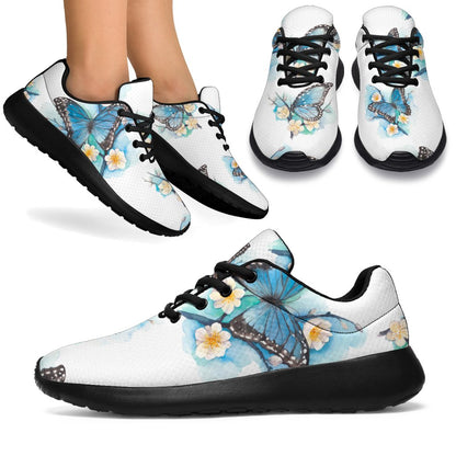 Blossom Blue Butterfly Pattern Print Sport Shoes GearFrost