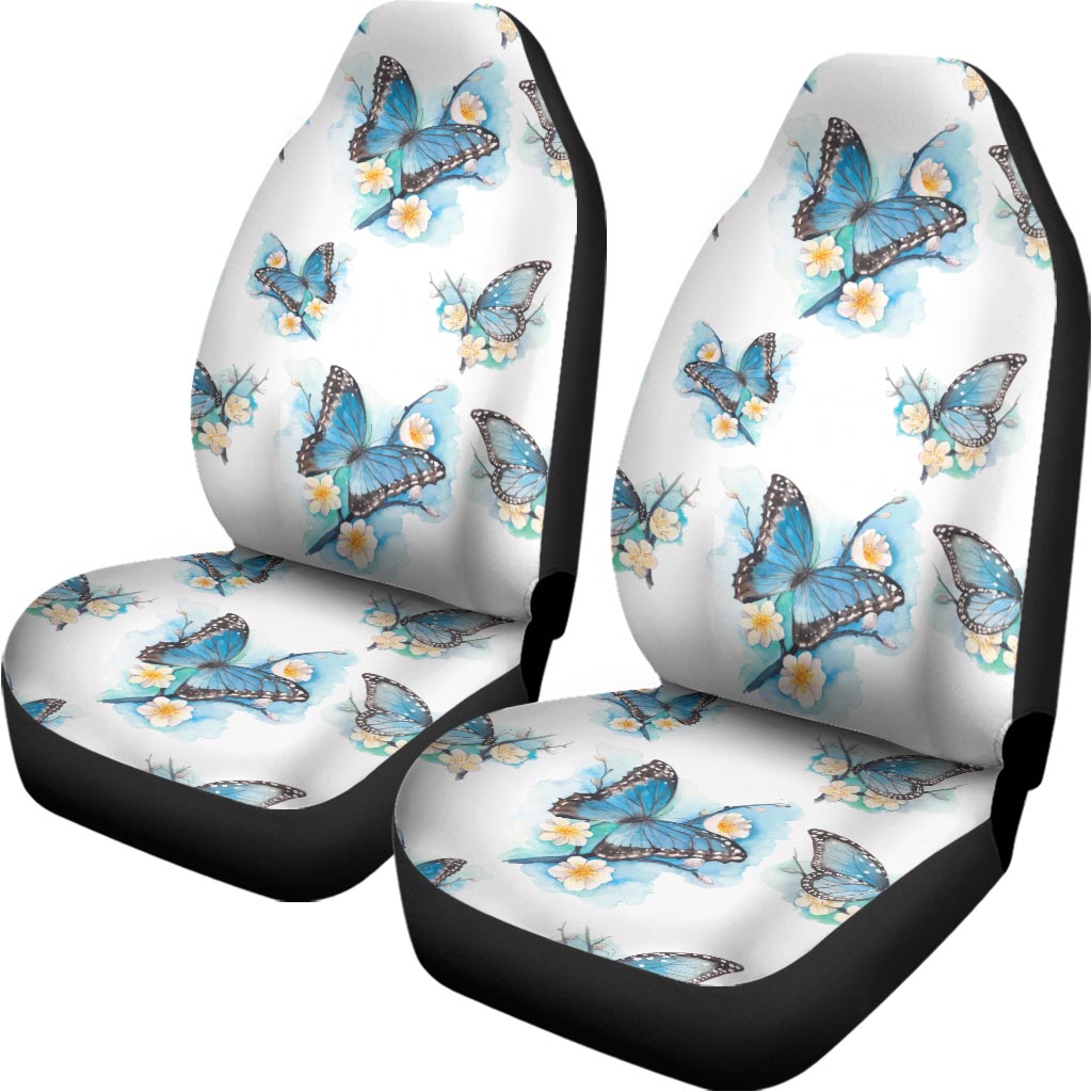 Blossom Blue Butterfly Pattern Print Universal Fit Car Seat Covers
