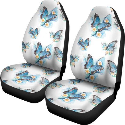 Blossom Blue Butterfly Pattern Print Universal Fit Car Seat Covers