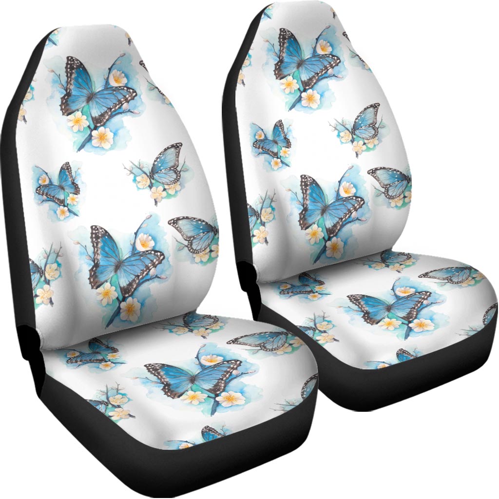 Blossom Blue Butterfly Pattern Print Universal Fit Car Seat Covers