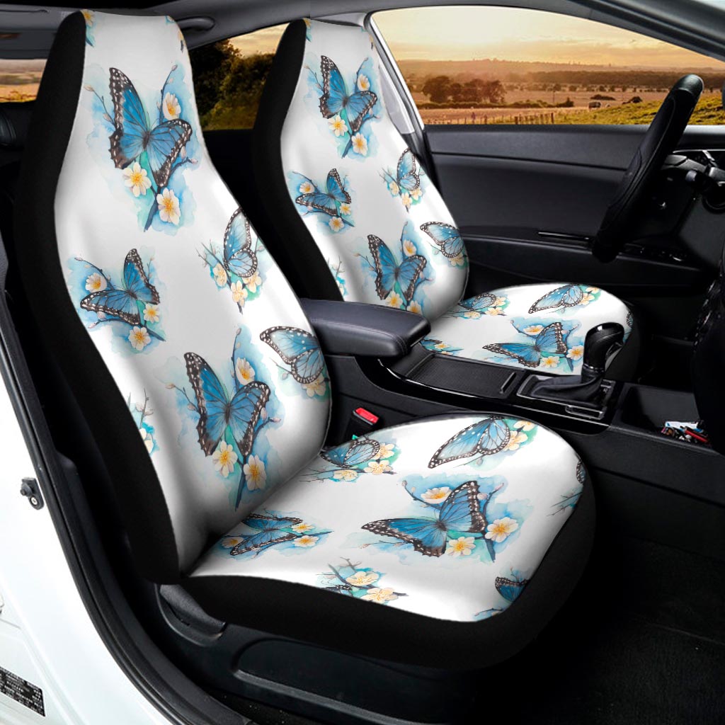 Blossom Blue Butterfly Pattern Print Universal Fit Car Seat Covers