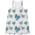 Blossom Blue Butterfly Pattern Print Women's Racerback Tank Top