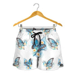 Blossom Blue Butterfly Pattern Print Women's Shorts