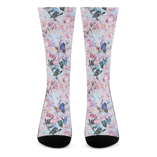 Blossom Floral Flower Pattern Print Crew Socks
