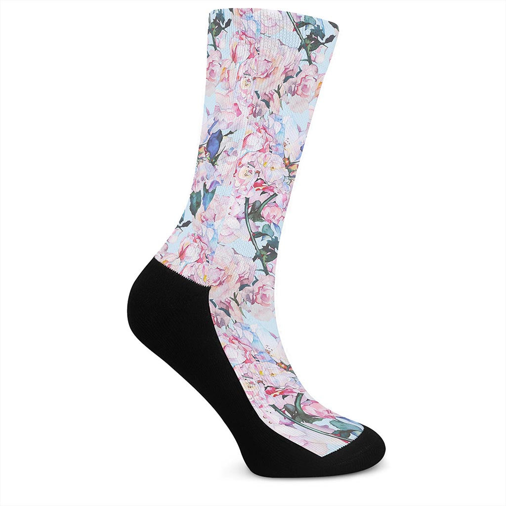 Blossom Floral Flower Pattern Print Crew Socks