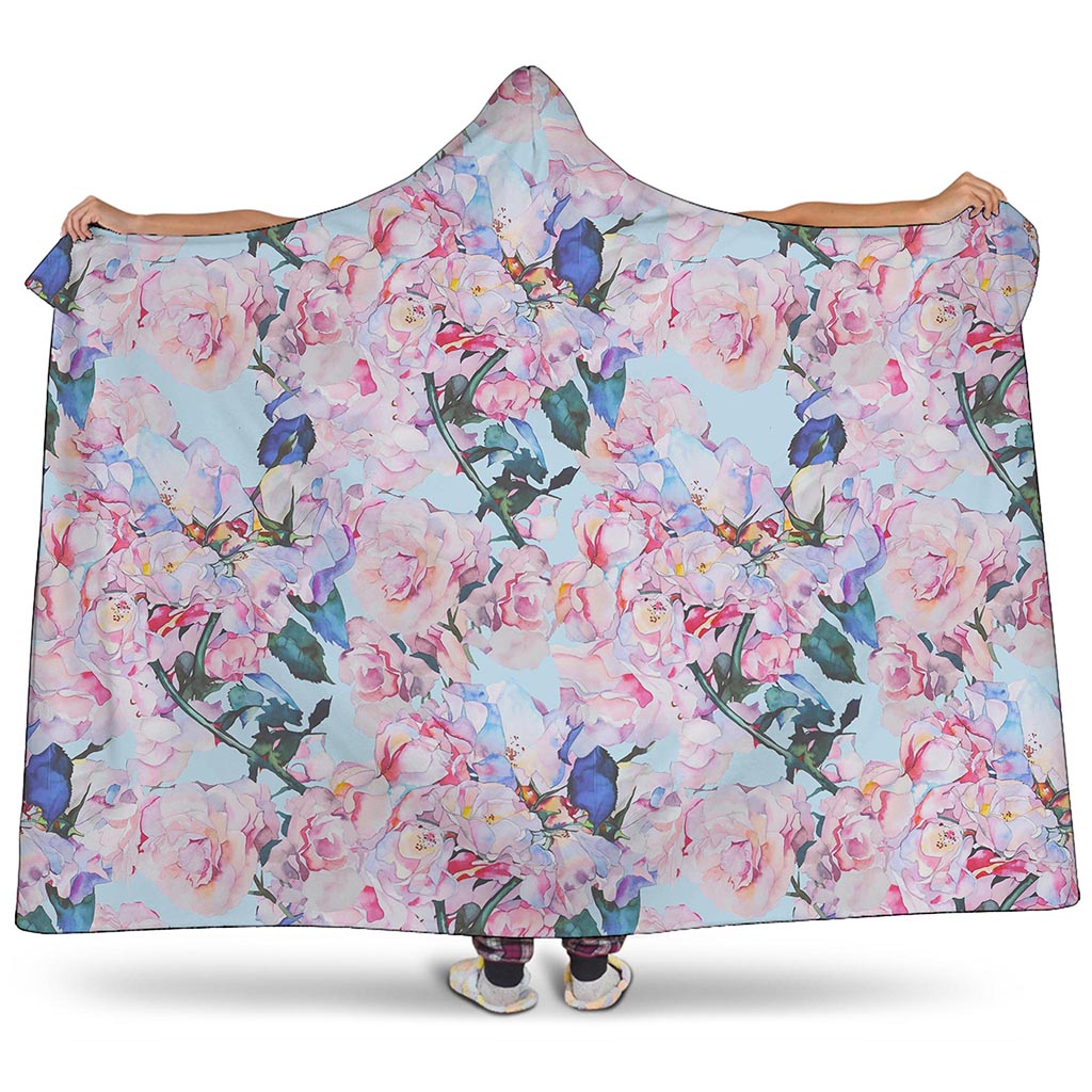 Blossom Floral Flower Pattern Print Hooded Blanket
