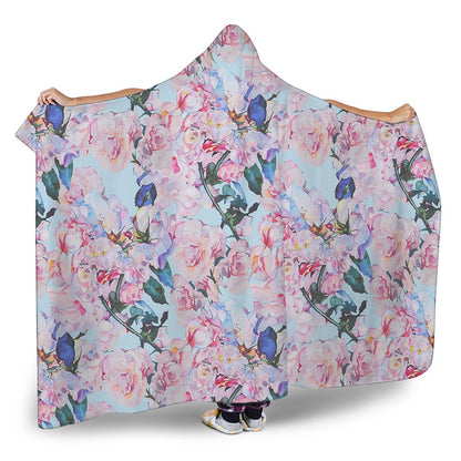 Blossom Floral Flower Pattern Print Hooded Blanket