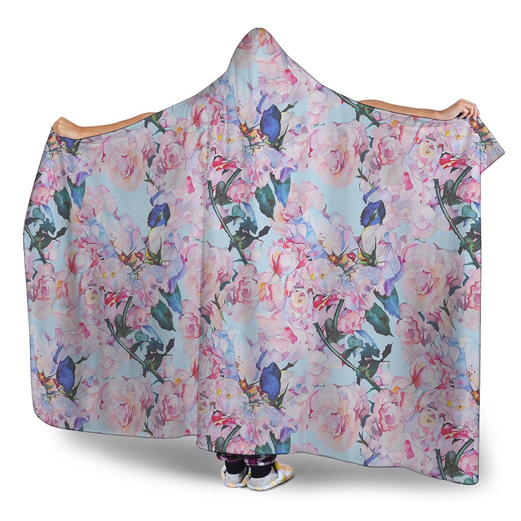 Blossom Floral Flower Pattern Print Hooded Blanket