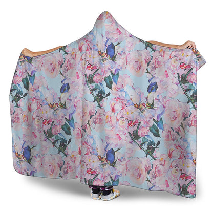 Blossom Floral Flower Pattern Print Hooded Blanket
