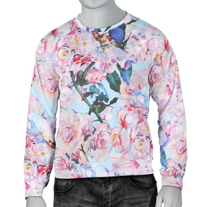 Blossom Floral Flower Pattern Print Men's Crewneck Sweatshirt GearFrost