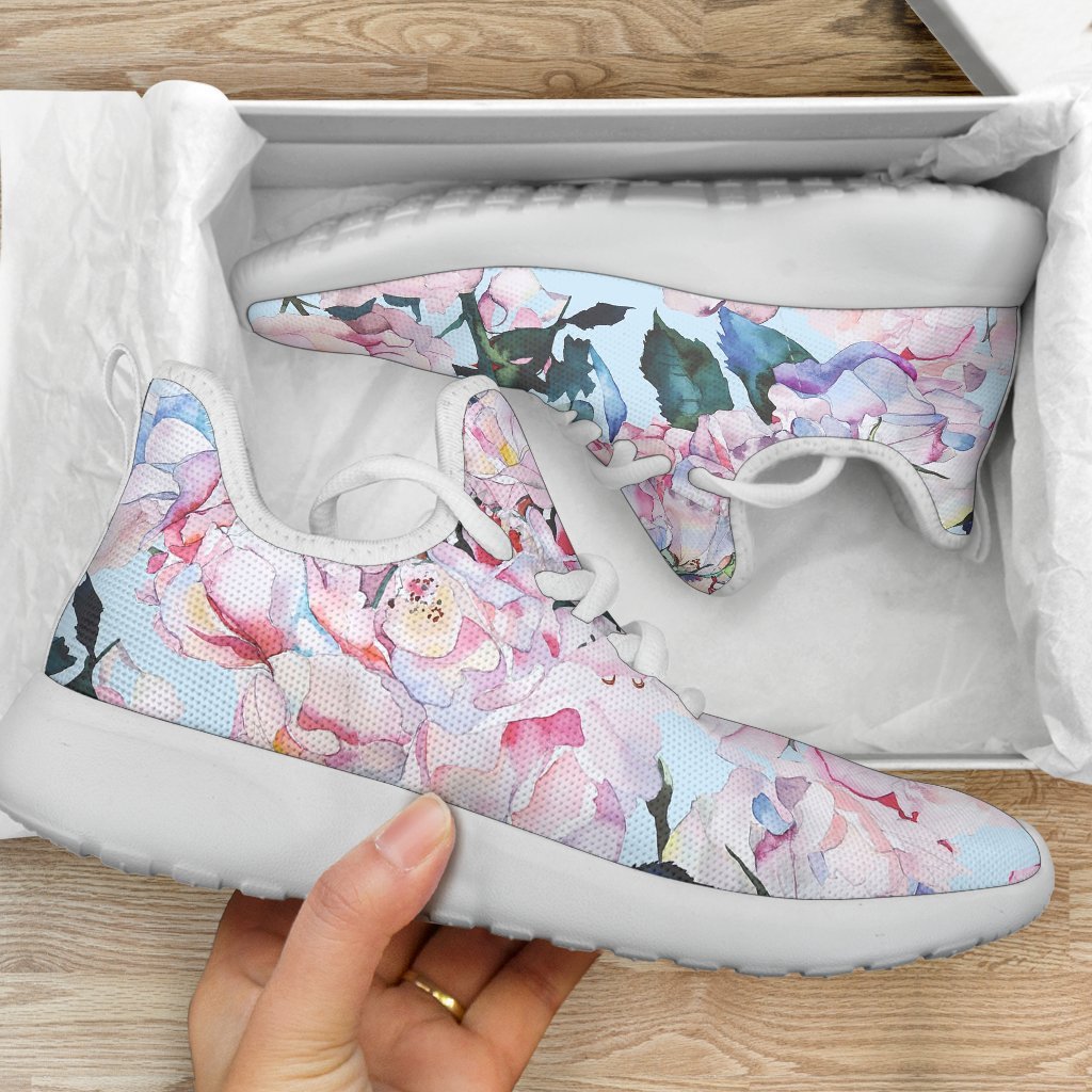 Blossom Floral Flower Pattern Print Mesh Knit Shoes GearFrost