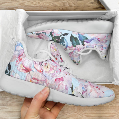 Blossom Floral Flower Pattern Print Mesh Knit Shoes GearFrost