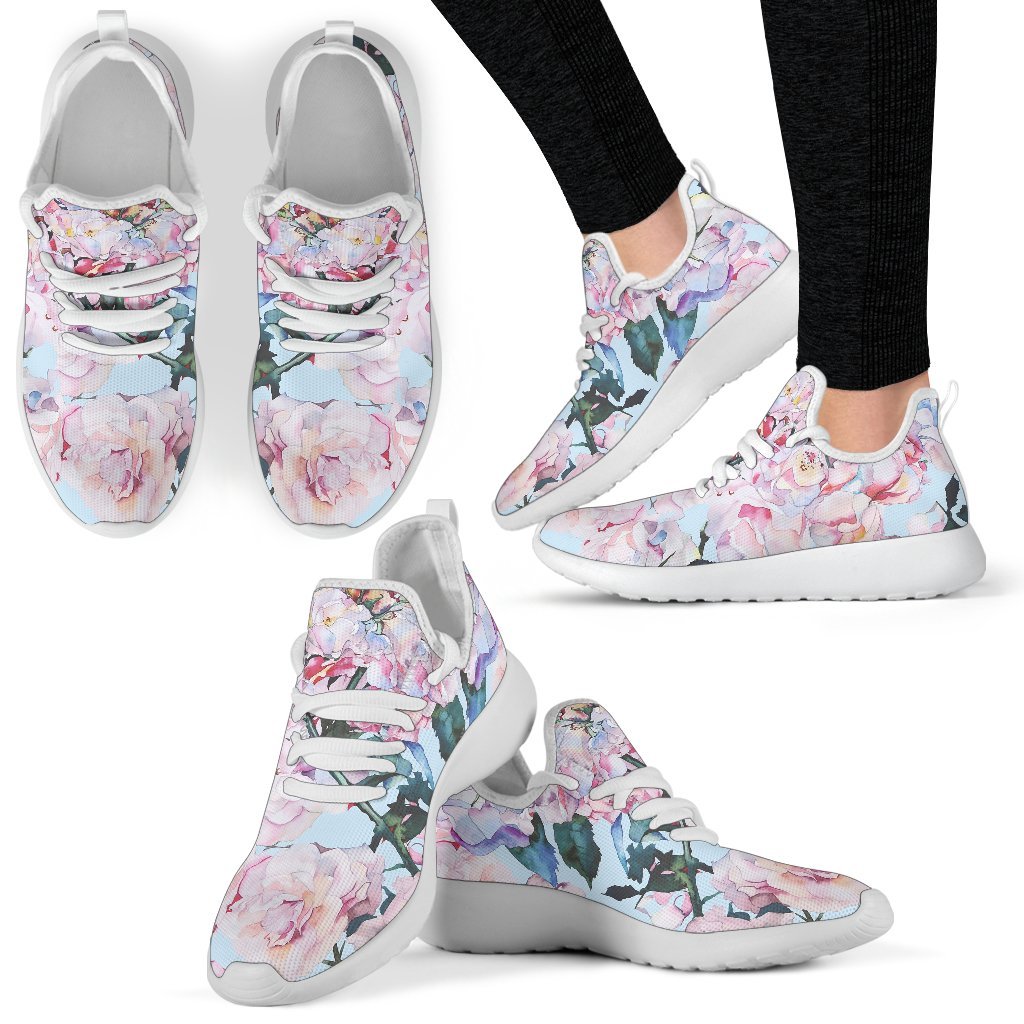 Blossom Floral Flower Pattern Print Mesh Knit Shoes GearFrost
