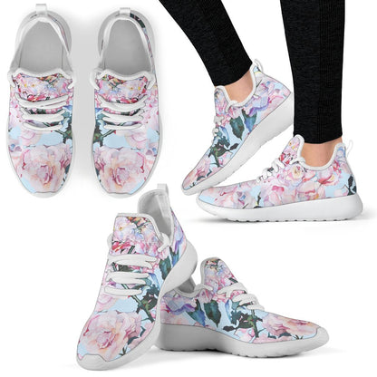 Blossom Floral Flower Pattern Print Mesh Knit Shoes GearFrost