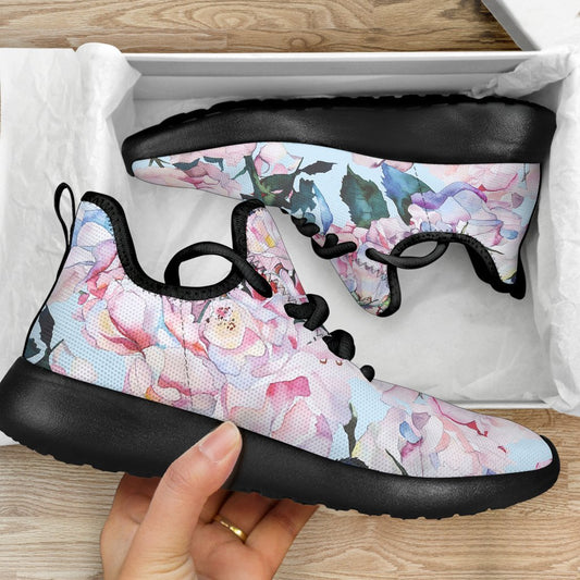 Blossom Floral Flower Pattern Print Mesh Knit Shoes GearFrost