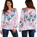 Blossom Floral Flower Pattern Print Off The Shoulder Sweatshirt