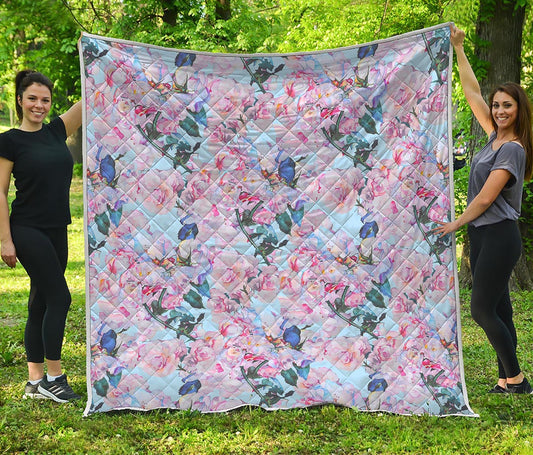 Blossom Floral Flower Pattern Print Quilt