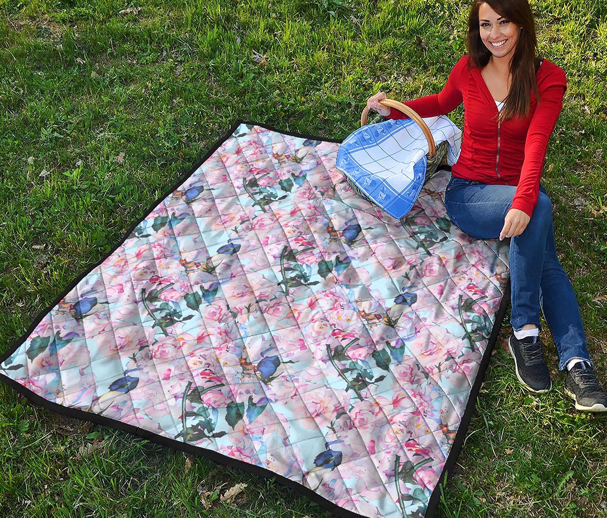 Blossom Floral Flower Pattern Print Quilt