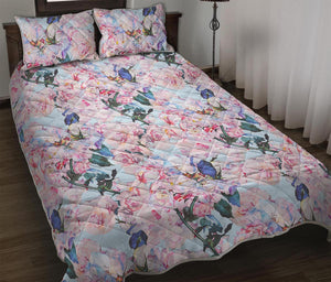 Blossom Floral Flower Pattern Print Quilt Bed Set