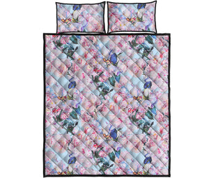 Blossom Floral Flower Pattern Print Quilt Bed Set