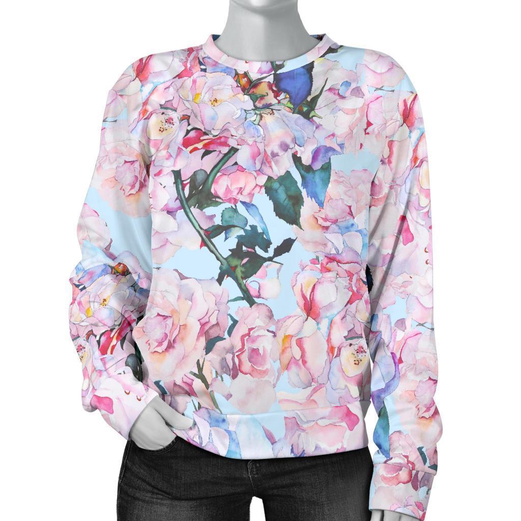 Blossom Floral Flower Pattern Print Women's Crewneck Sweatshirt GearFrost