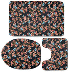 Blossom Flower Butterfly Print 3 Piece Bath Mat Set