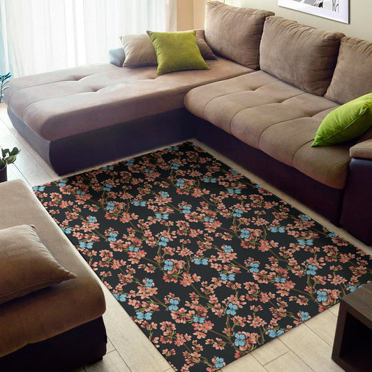 Blossom Flower Butterfly Print Area Rug