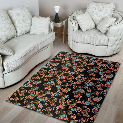 Blossom Flower Butterfly Print Area Rug