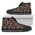 Blossom Flower Butterfly Print Black High Top Sneakers
