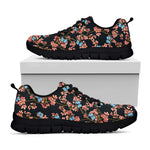 Blossom Flower Butterfly Print Black Sneakers