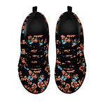 Blossom Flower Butterfly Print Black Sneakers