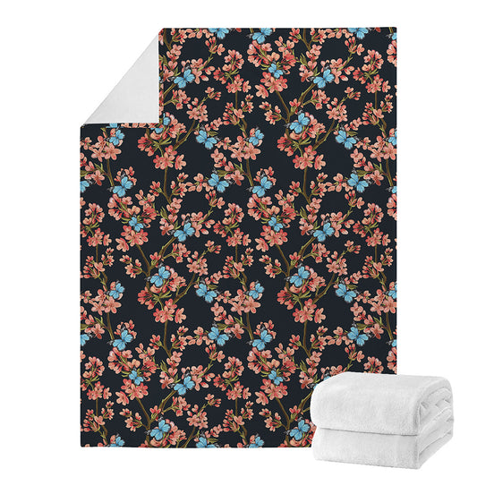 Blossom Flower Butterfly Print Blanket