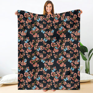Blossom Flower Butterfly Print Blanket