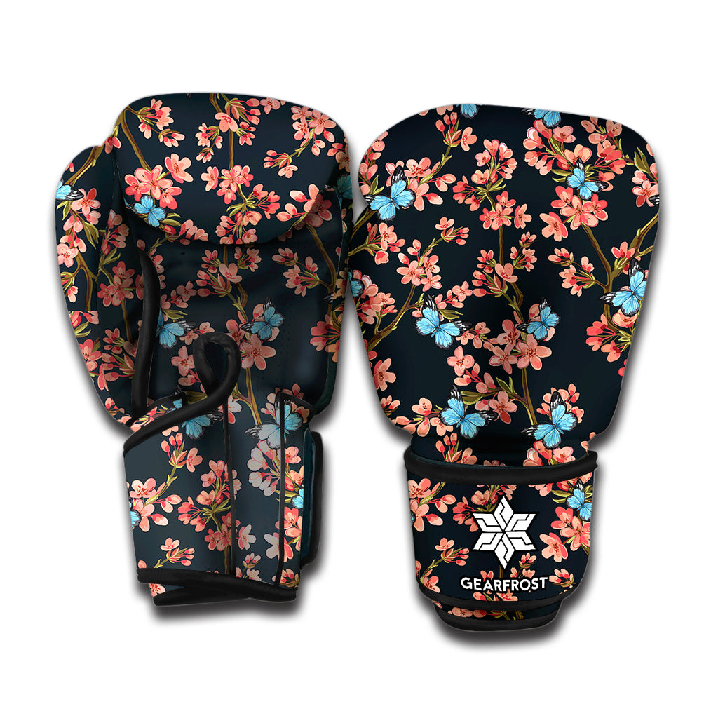 Blossom Flower Butterfly Print Boxing Gloves