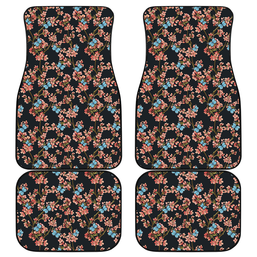 Blossom Flower Butterfly Print Front and Back Car Floor Mats