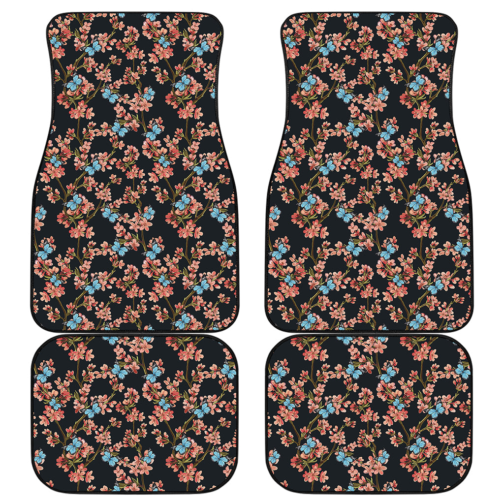 Blossom Flower Butterfly Print Front and Back Car Floor Mats