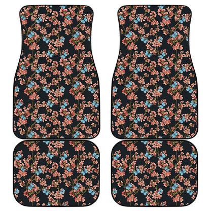 Blossom Flower Butterfly Print Front and Back Car Floor Mats