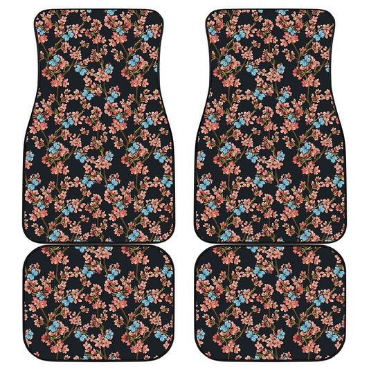 Blossom Flower Butterfly Print Front and Back Car Floor Mats