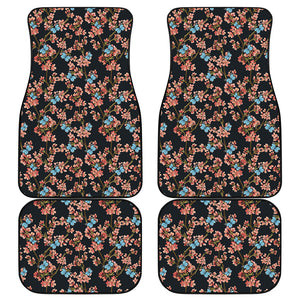 Blossom Flower Butterfly Print Front and Back Car Floor Mats