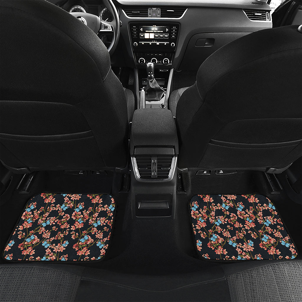 Blossom Flower Butterfly Print Front and Back Car Floor Mats
